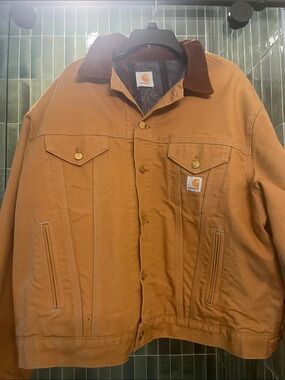Vintage like new Carhartt Men’s Tan Duck Blanket-Lined Work Jacket-